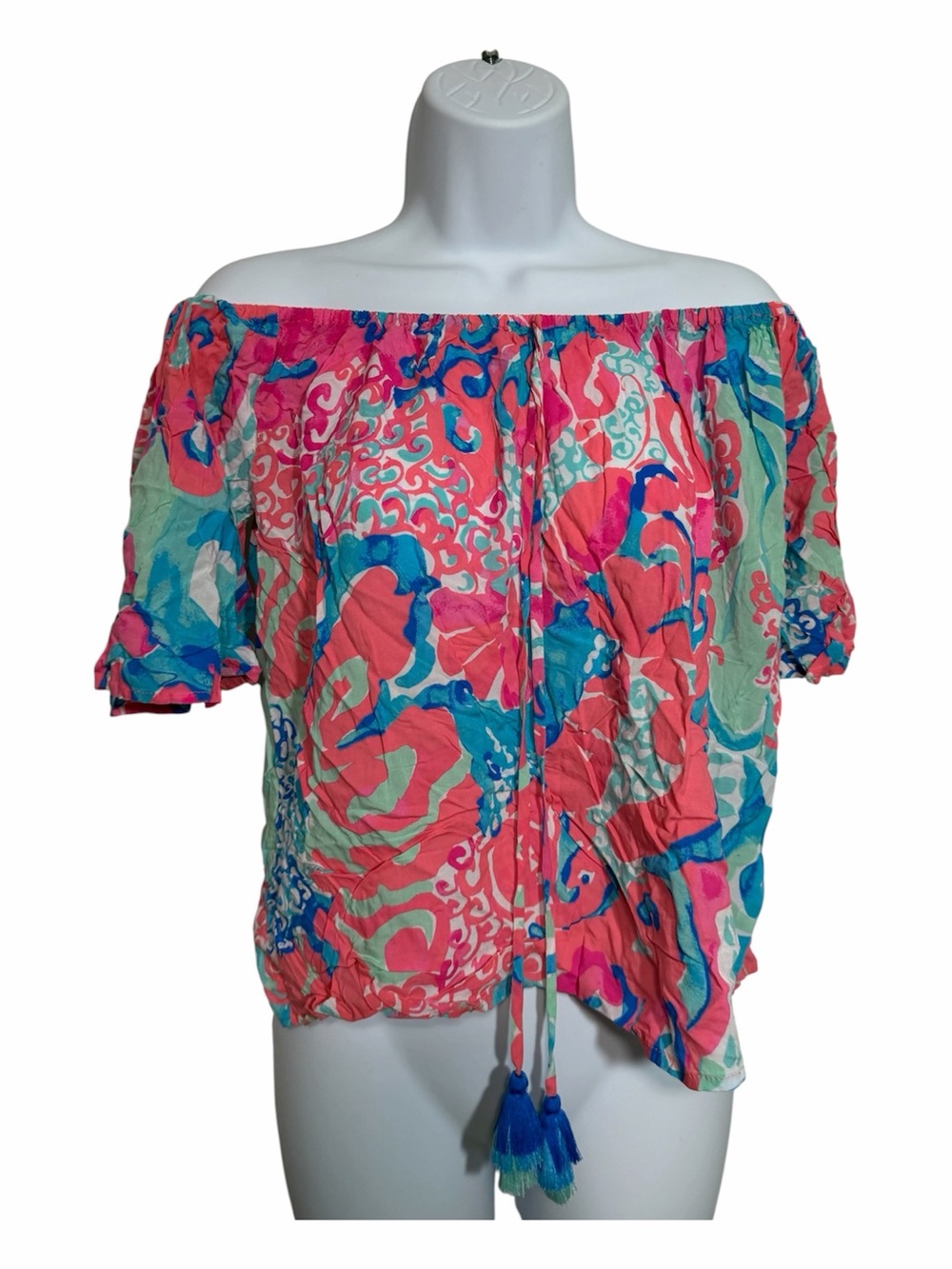 Lilly Pulitzer Sain Top Off The Shoulder Coral Reef Im So Jelly Size Small Beach